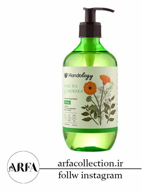 مایع دستشویی آروماتیک هندولوژی با رایحه چای سیاه و گل همیشه بهار 500 میل