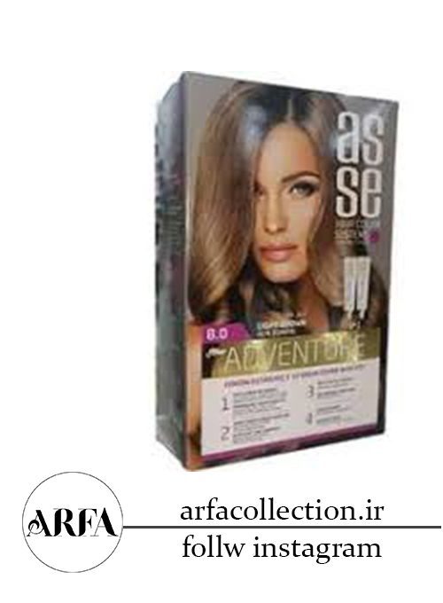 کیت رنگ مو آس سه Asse مدل ADVENTURE شماره 8.0 رنگ قهوه ای روشن